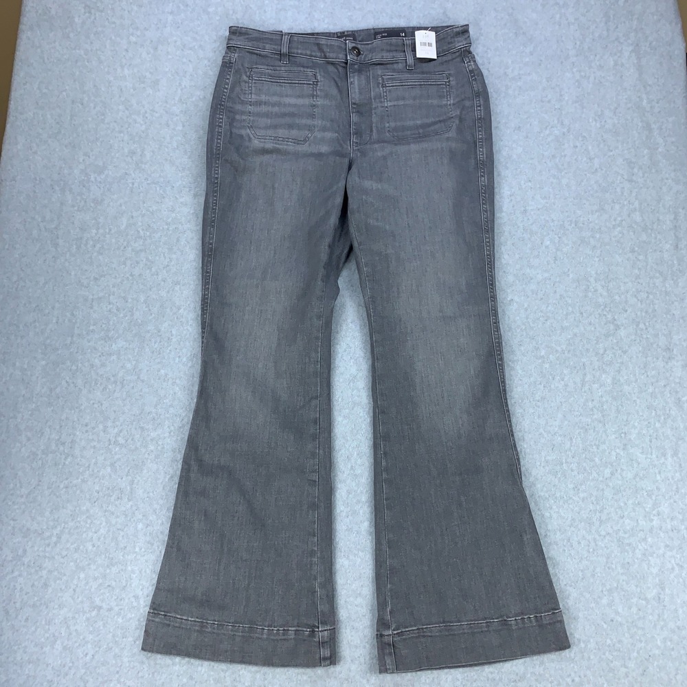 J. Jill Flare Jeans Women 14 Grey Galaxy Wash High Rise Stretch Patch Pocket NWT
